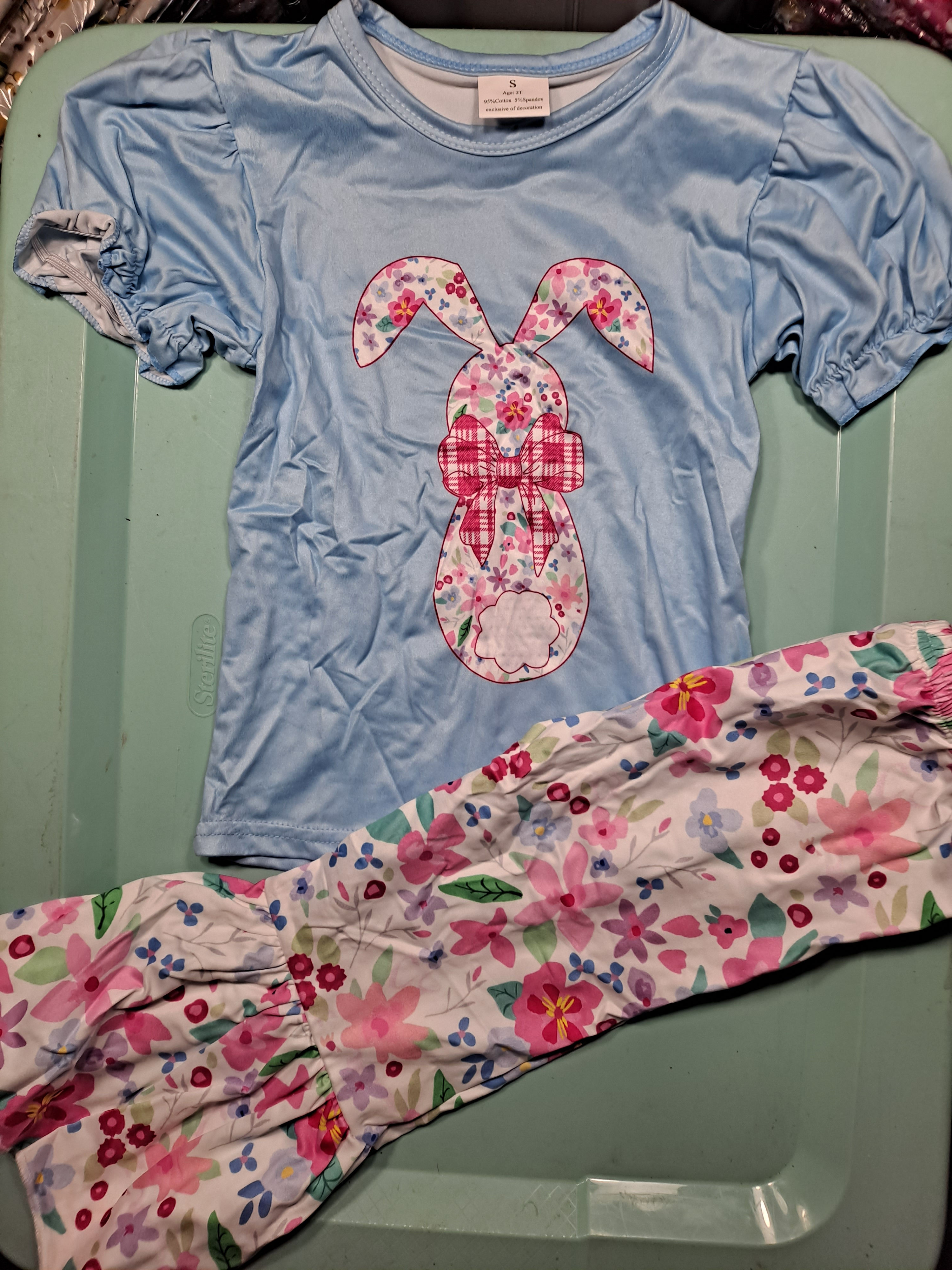 Laser printed floral bunny outfit