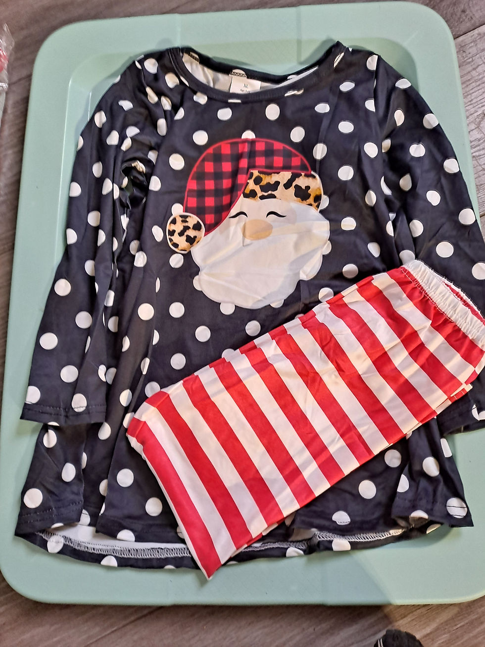 Black Santa with white polka dots