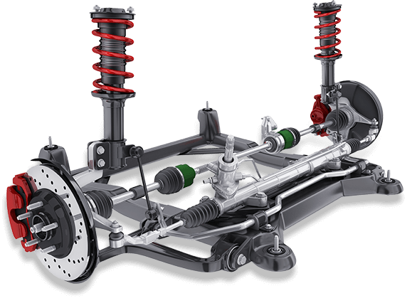 the suspension system is responsible for supporting the weight of te car, absorbing shocks and vibrations.