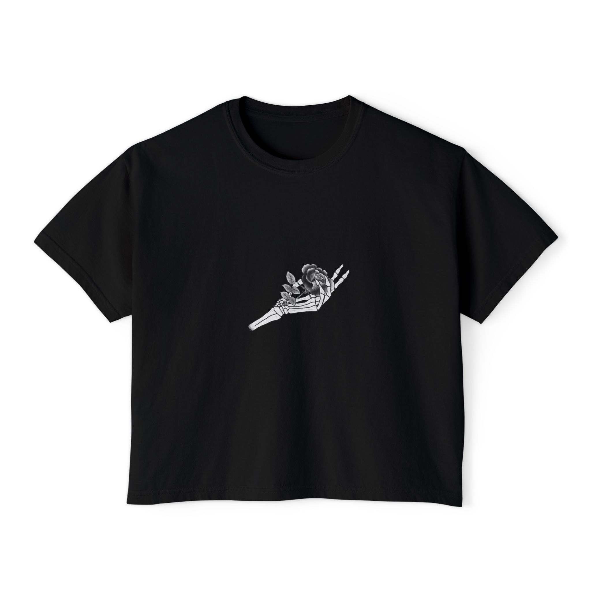 Skeleton Hand Holding a Rose Women's Boxy Tee