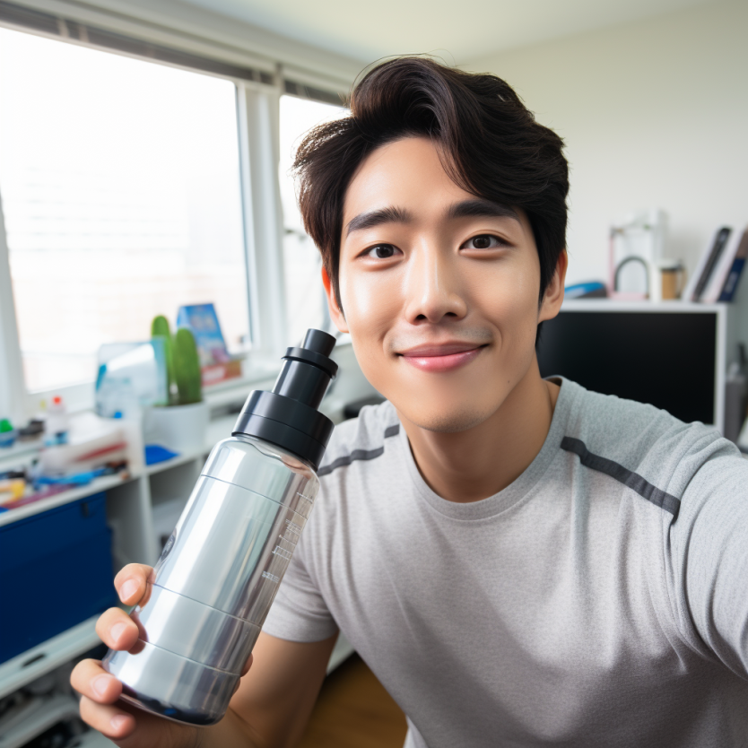 yoo0000_A_beautiful_Korean_man_drinking_water_from_a_thermos_in_201c2c98-02bf-4ee9-a3b3-6c7e15319dd1