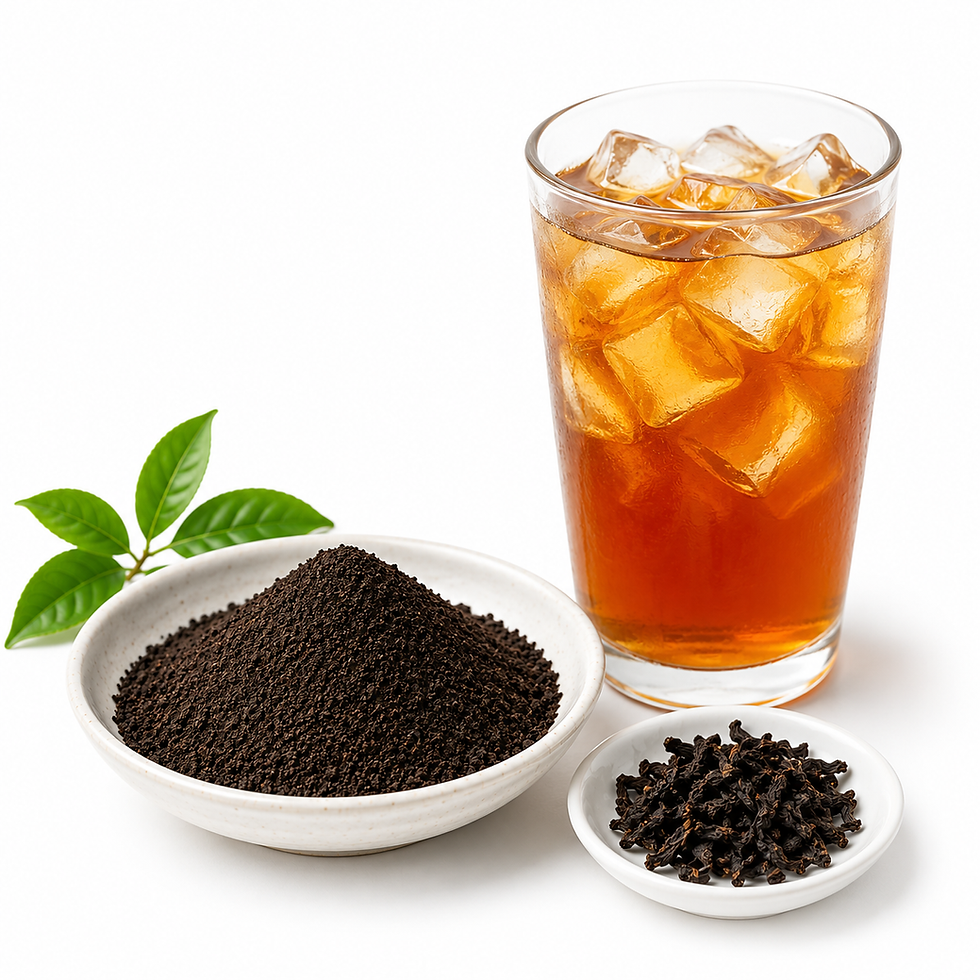 Thumbnail: A refreshing glass of iced Earl Grey tea filled with crystal-clear ice cubes beside a white ceramic bowl of premium Earl Grey