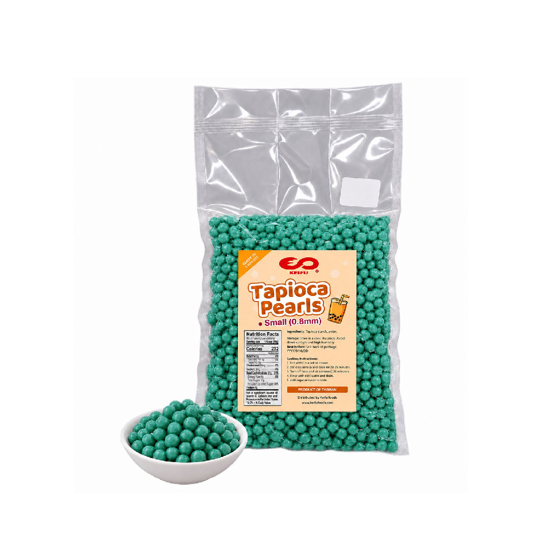 Jade green tapioca pearls product close-up