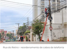 Jundiaí: ruas do Retiro e Barão de Teffé recebem programa de reordenamento de cabos de telefonia