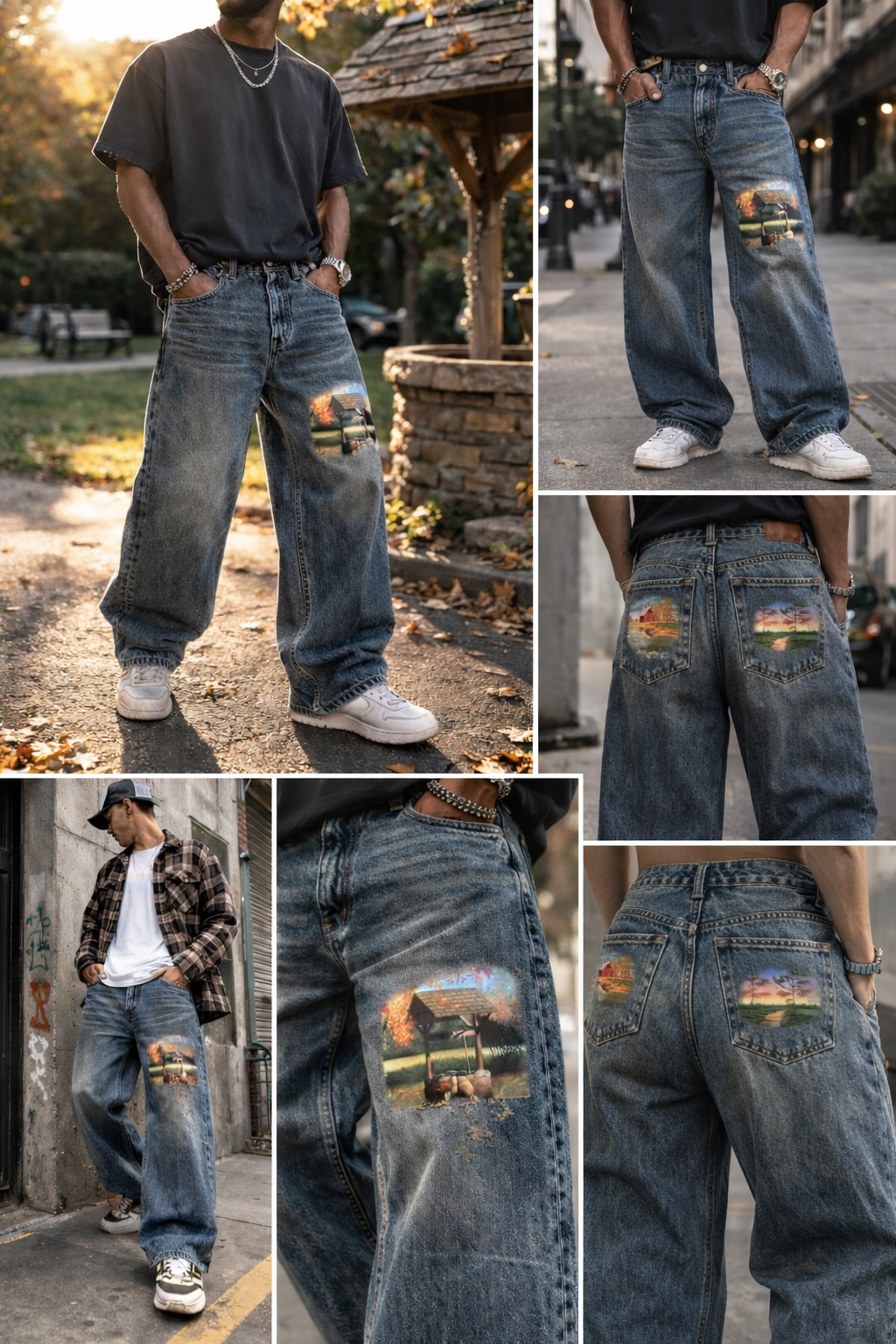 Vintage Wash Baggy Denim Jeans