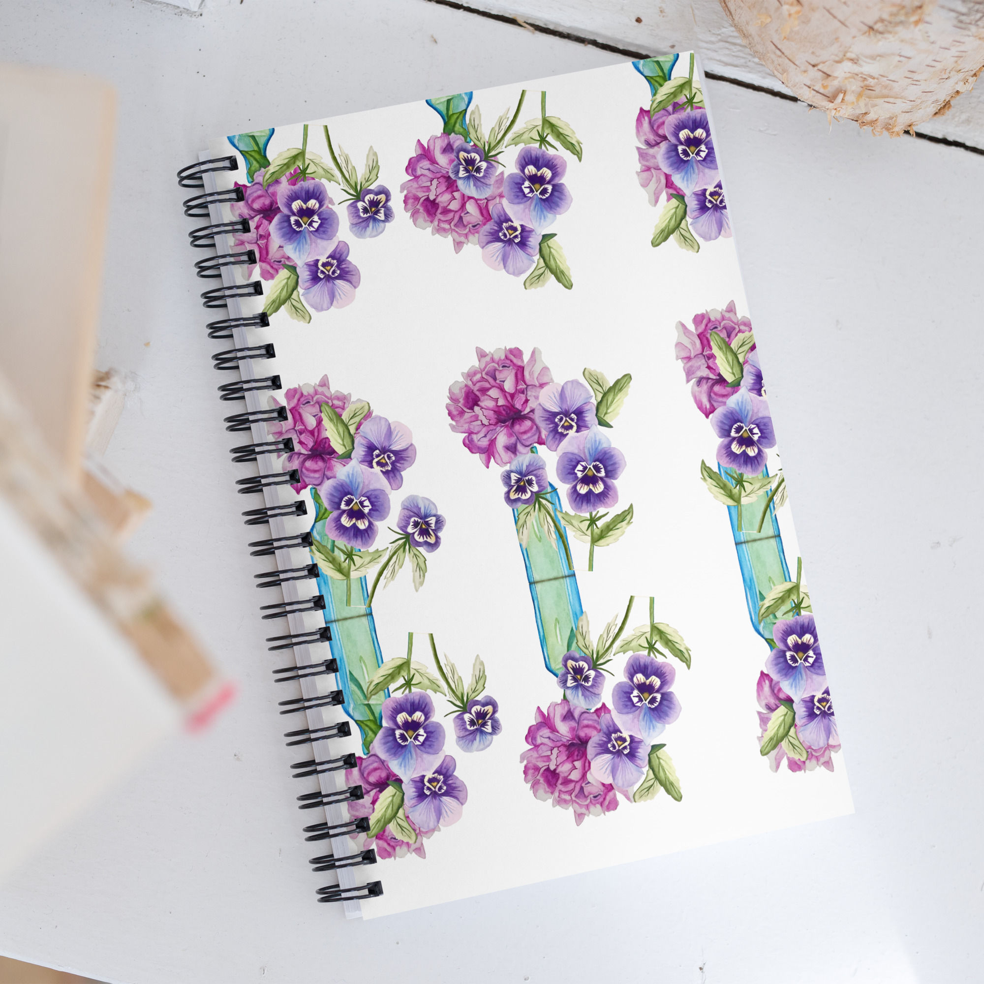 Iris & Pansy Watercolor Notebook – Soft Cover Wire-Bound Dotted Journal