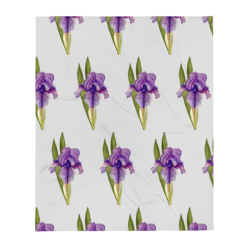 Thumbnail: Iris - Purple and Pink Watercolor Plush Throw Blanket