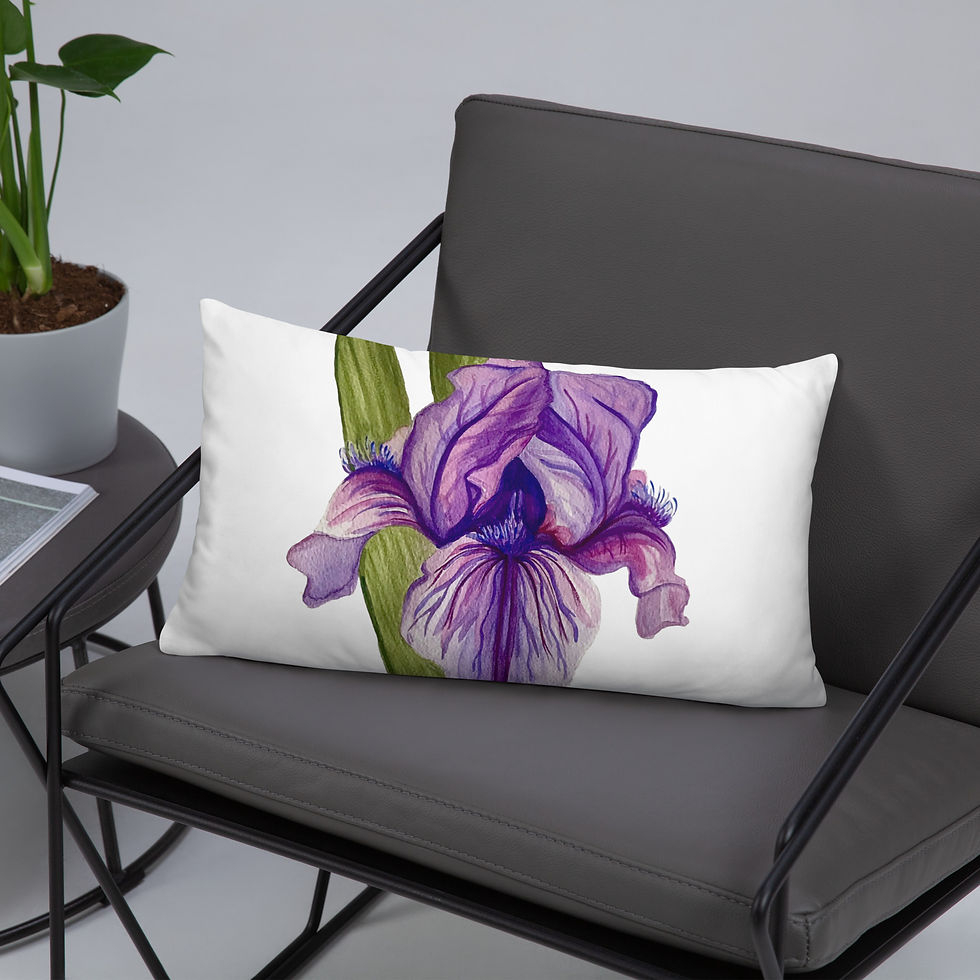 Thumbnail: Iris - Watercolor Large Basic Throw Pillow