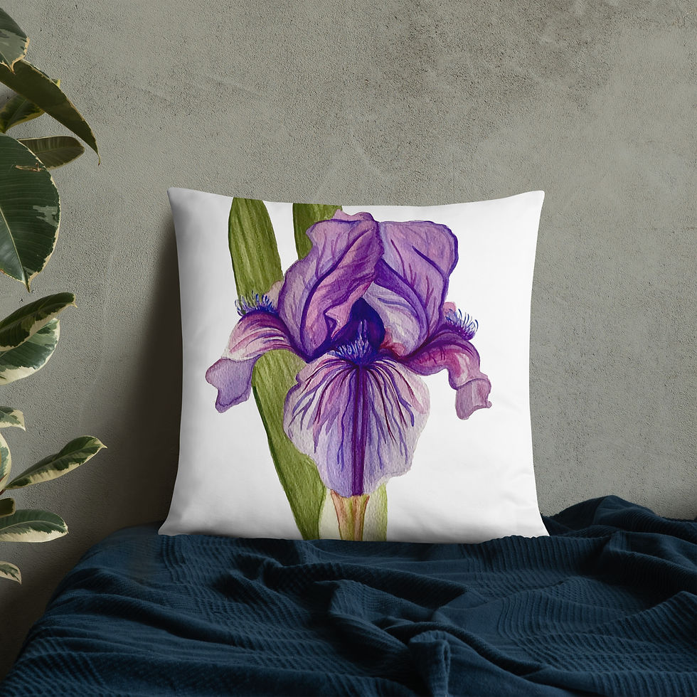 Thumbnail: Iris - Watercolor Large Basic Throw Pillow