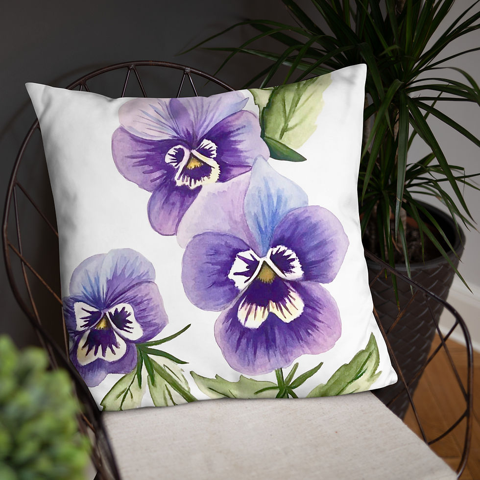 Thumbnail: Pansies – Watercolor Large Basic Throw Pillow