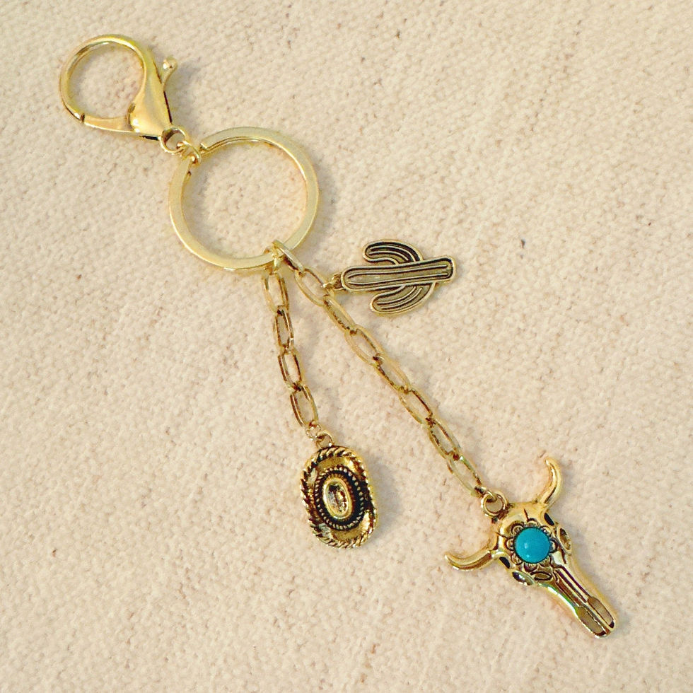 Thumbnail: Western Rodeo Bag Charm – Bull Skull & Cactus
