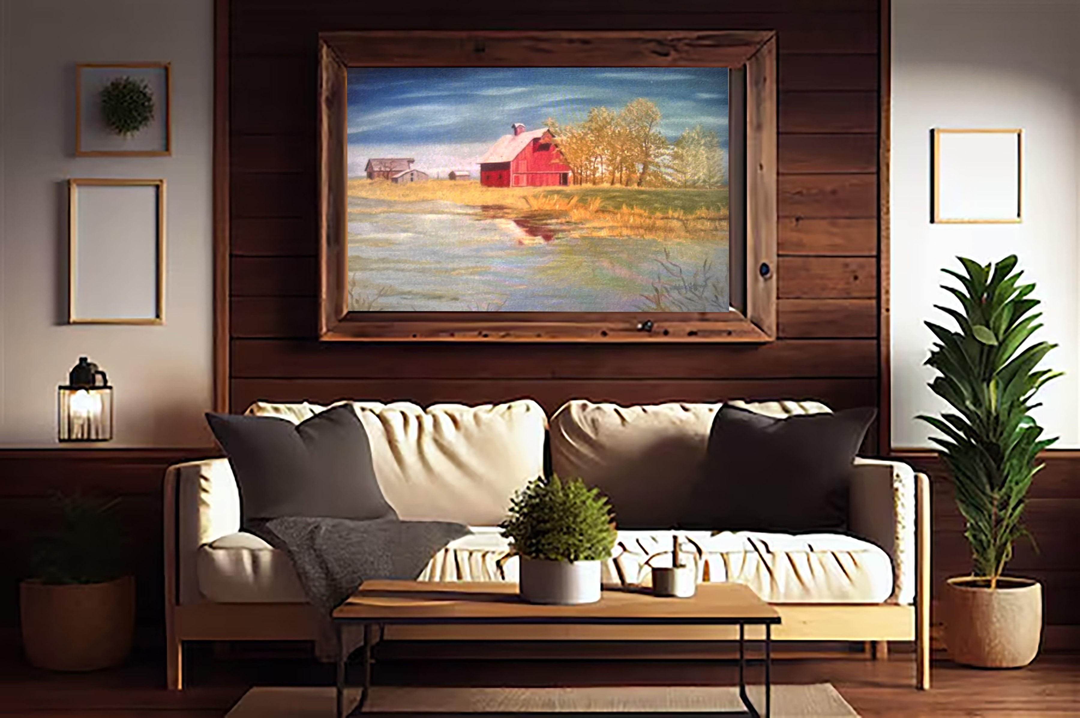 The Barn - Large Colorful Oil Art Print on Canvas