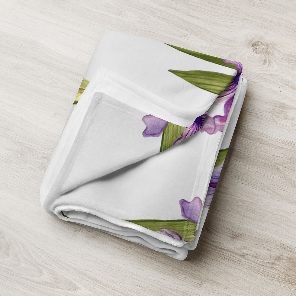 Thumbnail: Iris - Purple and Pink Watercolor Plush Throw Blanket