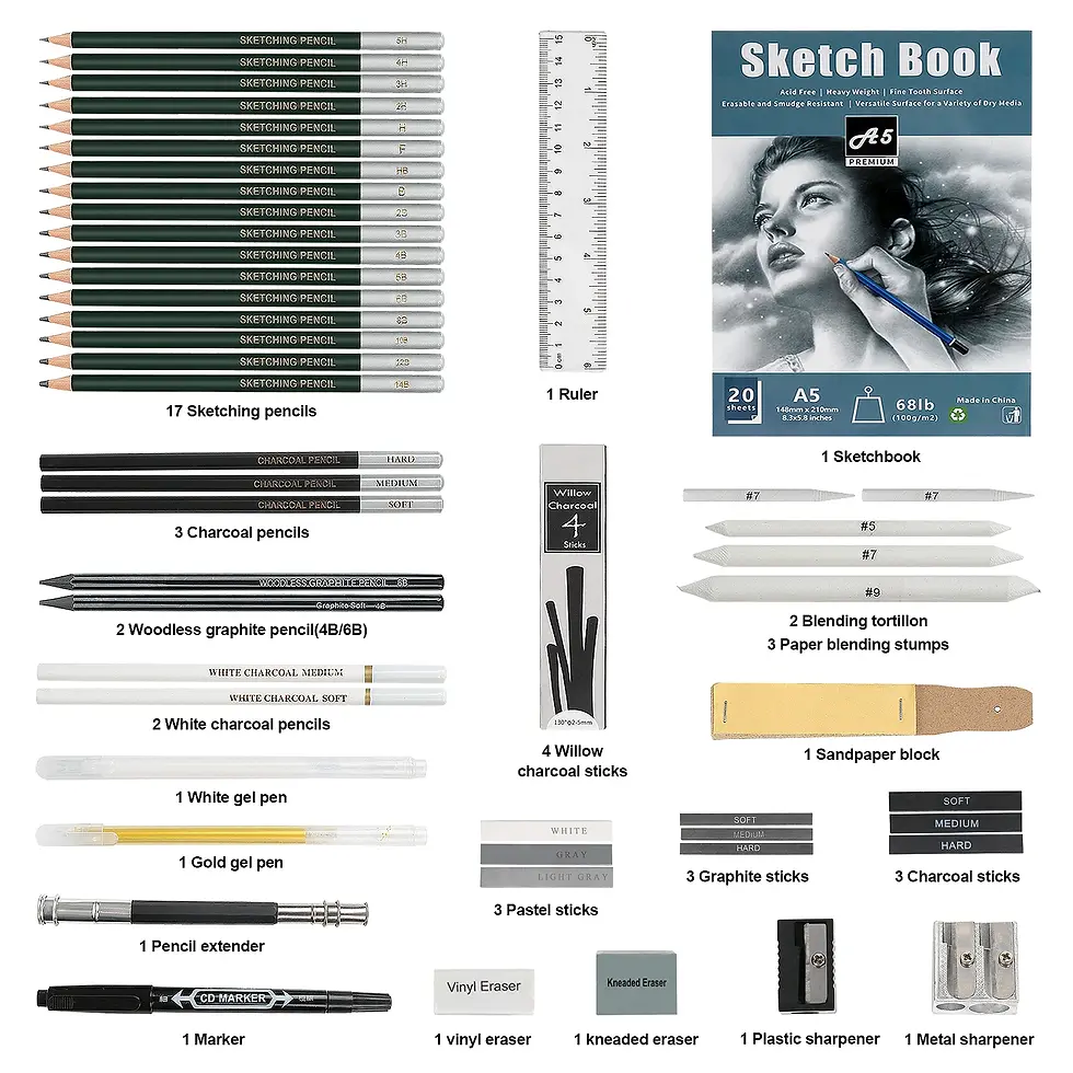 Thumbnail: 25/54/70 Pcs Drawing Sketching Coloring Set