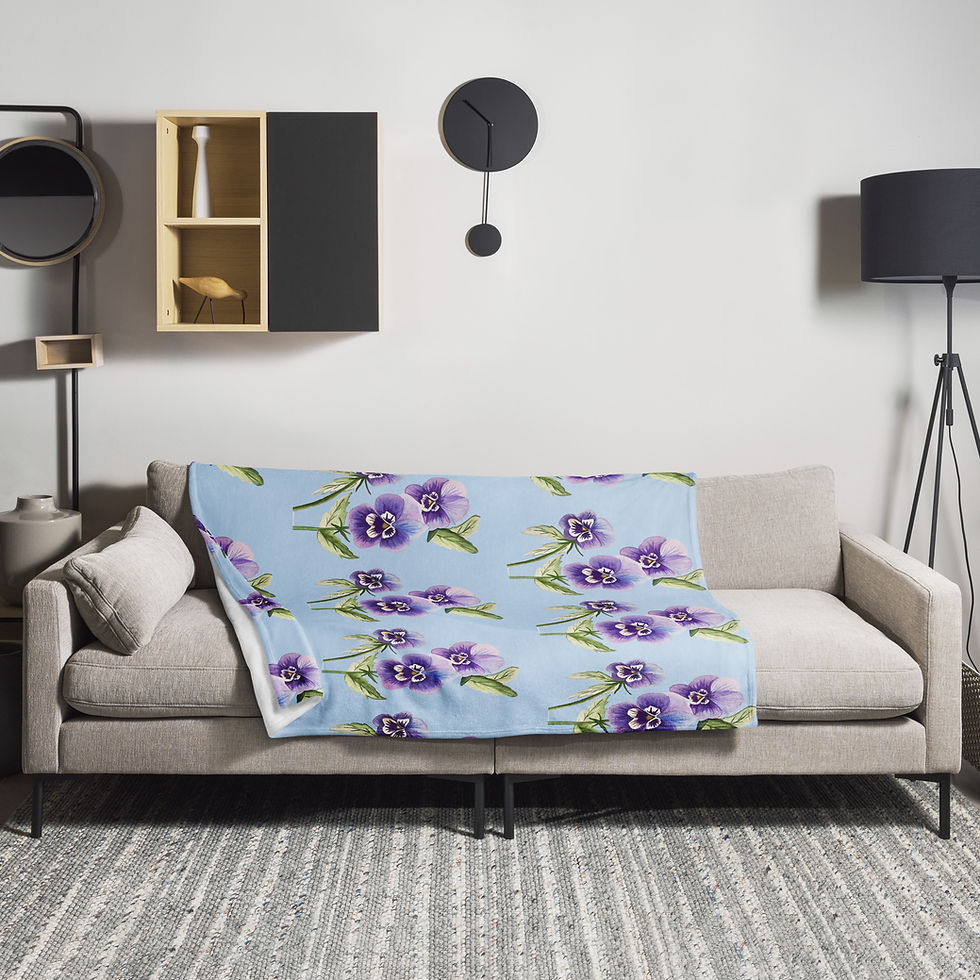 Thumbnail: Pansy – Purple and Blue Watercolor Plush Throw Blanket