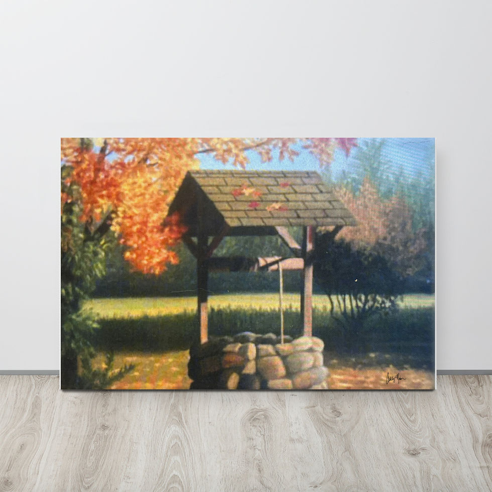 Thumbnail: The Wishing Well - Large Colorful Oil Art Print on Canvas for Home
