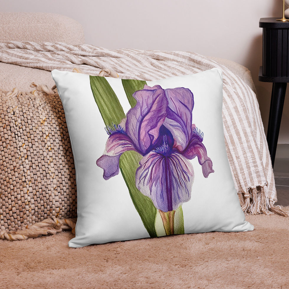 Thumbnail: Iris - Watercolor Large Basic Throw Pillow
