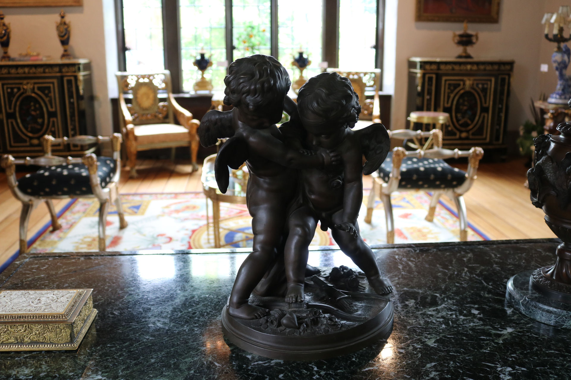 Victor Paillard Original Signed- 19th Century Bronze Cherubs Wrestling