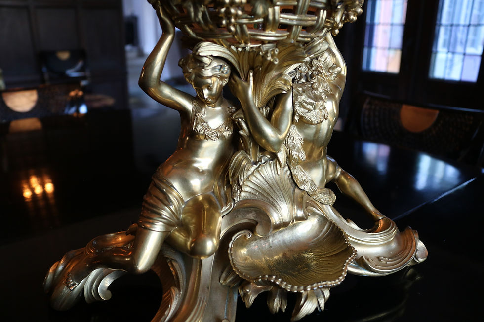 Thumbnail: 8 Candle French Gilt Bronze Figural Centerpiece Bowl Candelabra