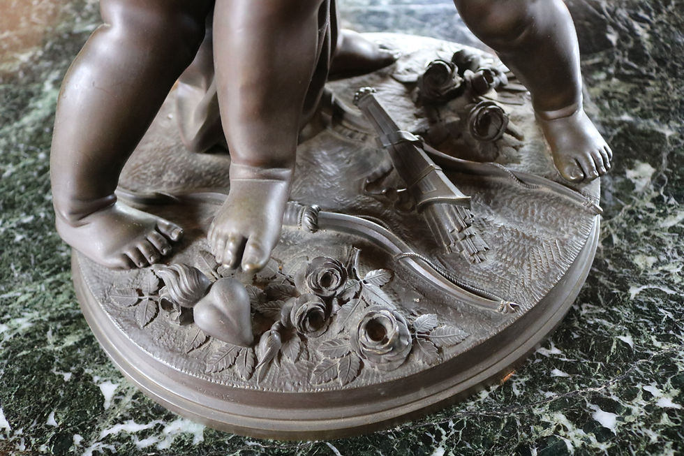 Thumbnail: Victor Paillard Original Signed- 19th Century Bronze Cherubs Wrestling