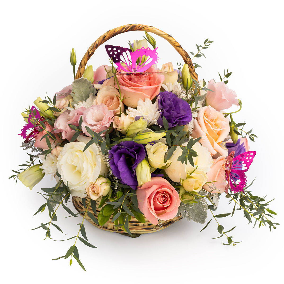 Canastita de flores y mariposas