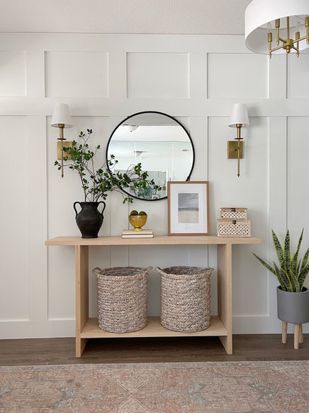 beatiful white shaker style accent wall entryway