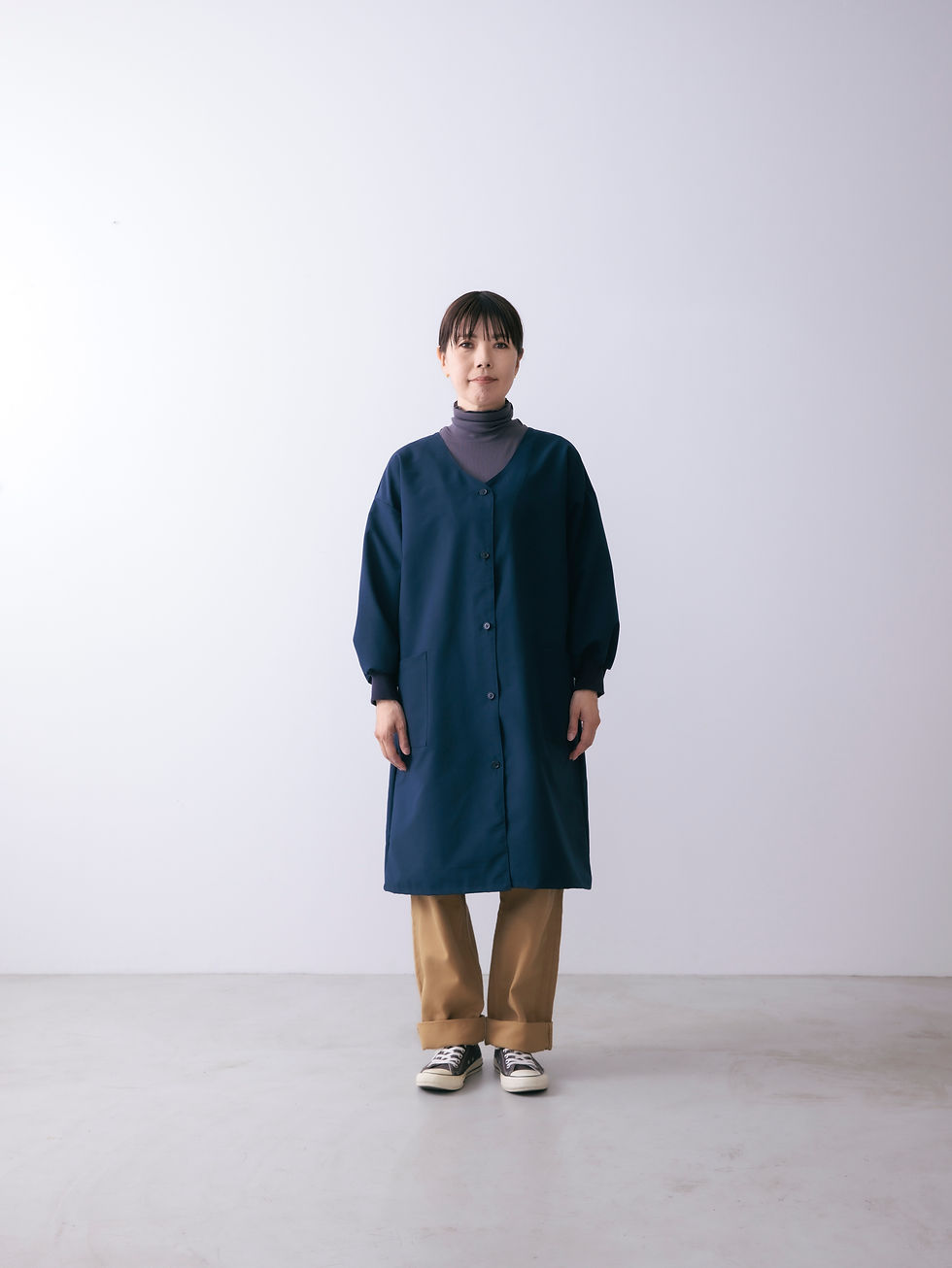 撥水羽織るリブ付き割烹着_ネイビー(S-250904NV)