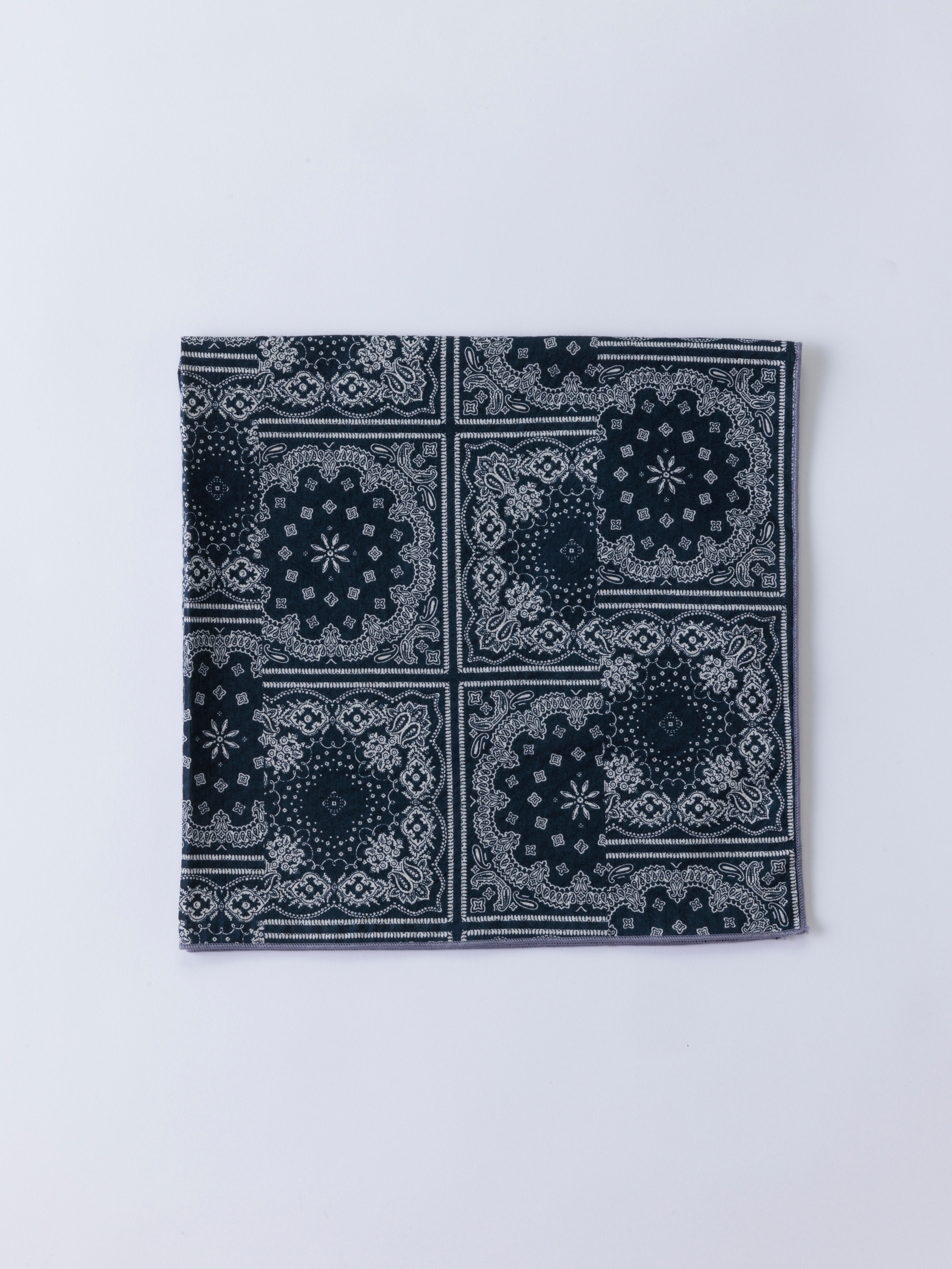 大判ハンカチ(ペイズリー)_ネイビー(L-241227NV)の複製