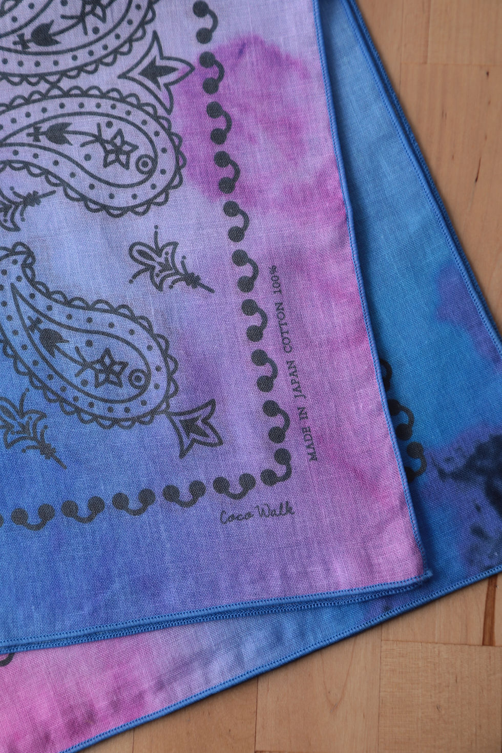 サムネイル： ガーゼ大判ハンカチ（タイダイペイズリー）＿ブルー✕パープル（Ｌ－２５０３０３ＢＬ✕ＰＵ）