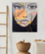 ציור של פני אישה עם ענפים על רקע שחור