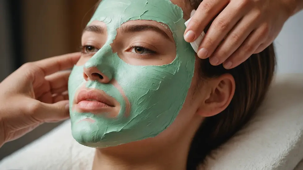 Close-up view of a soothing face mask being applied to skin