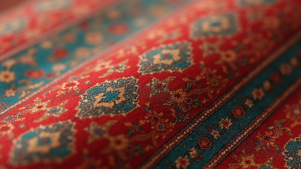 Close-up view of a digital Ajrakh pattern on fabric
