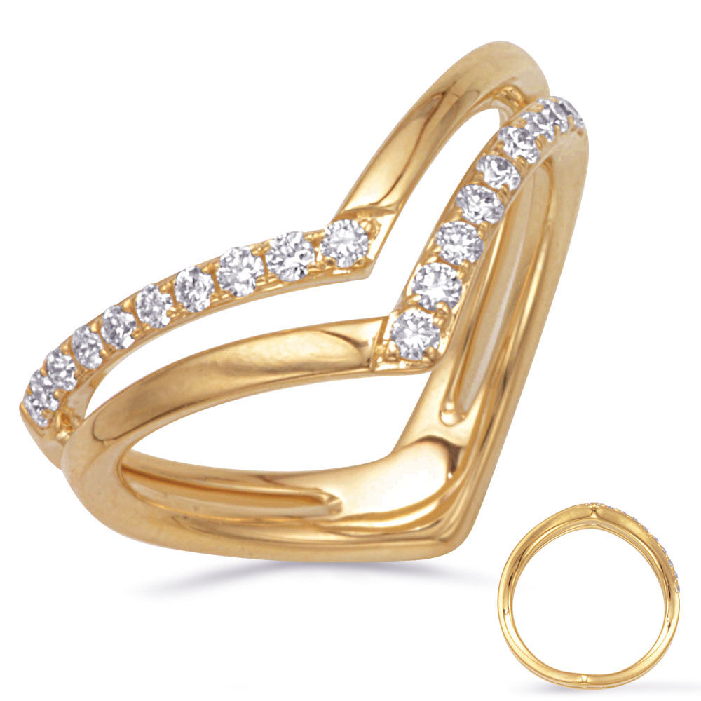 14K Yellow Gold .28 cttw Diamond Chevron Ring