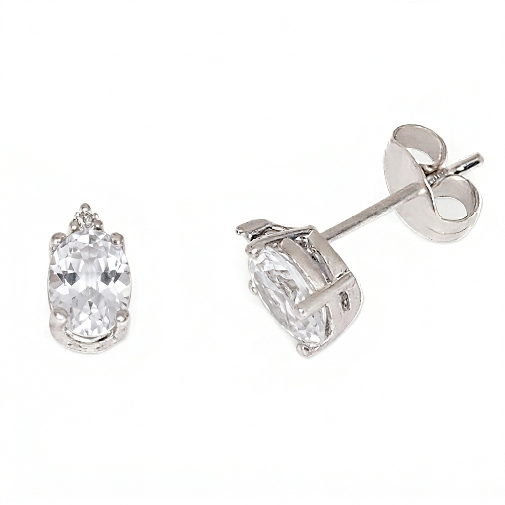 White Topaz Birthstone Earrings (April)