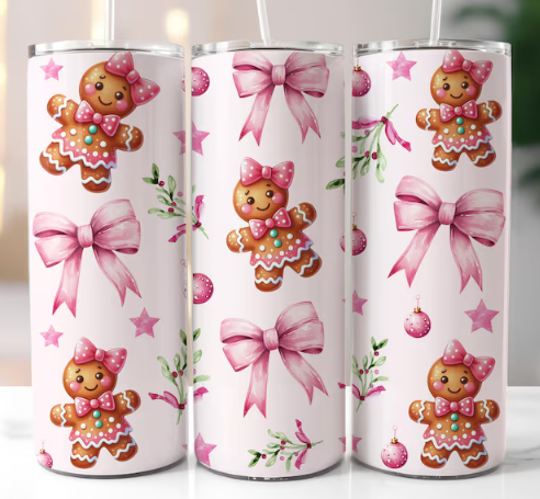 Pink Girly Gingerbread Tumbler