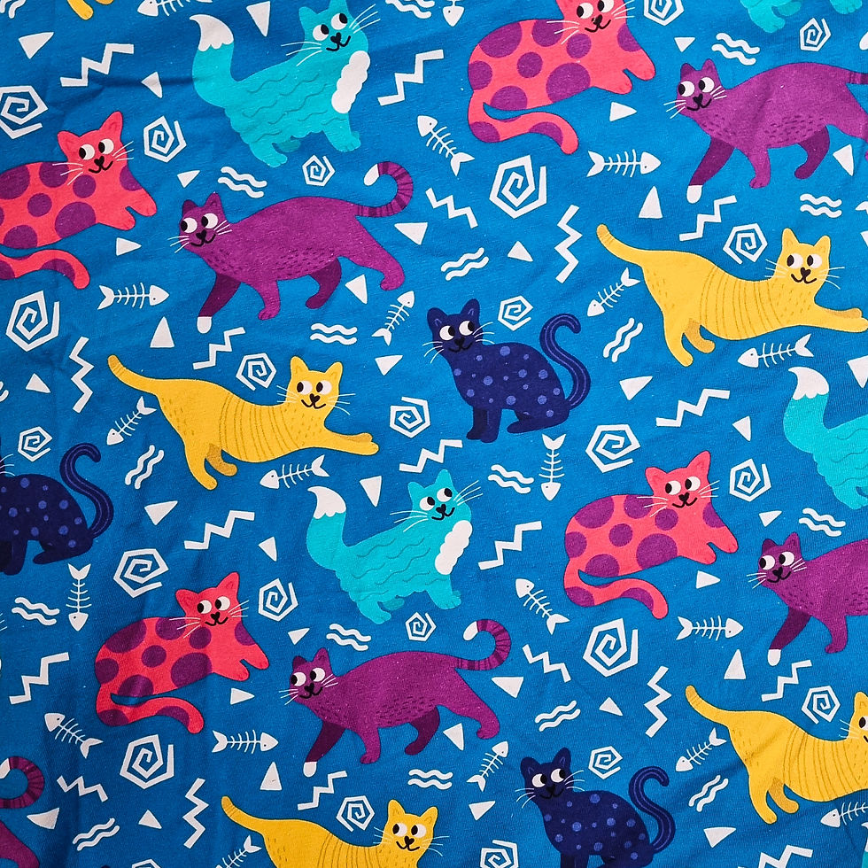 Thumbnail: Blue retro cat fabric - Simpson + C handmade children's clothing