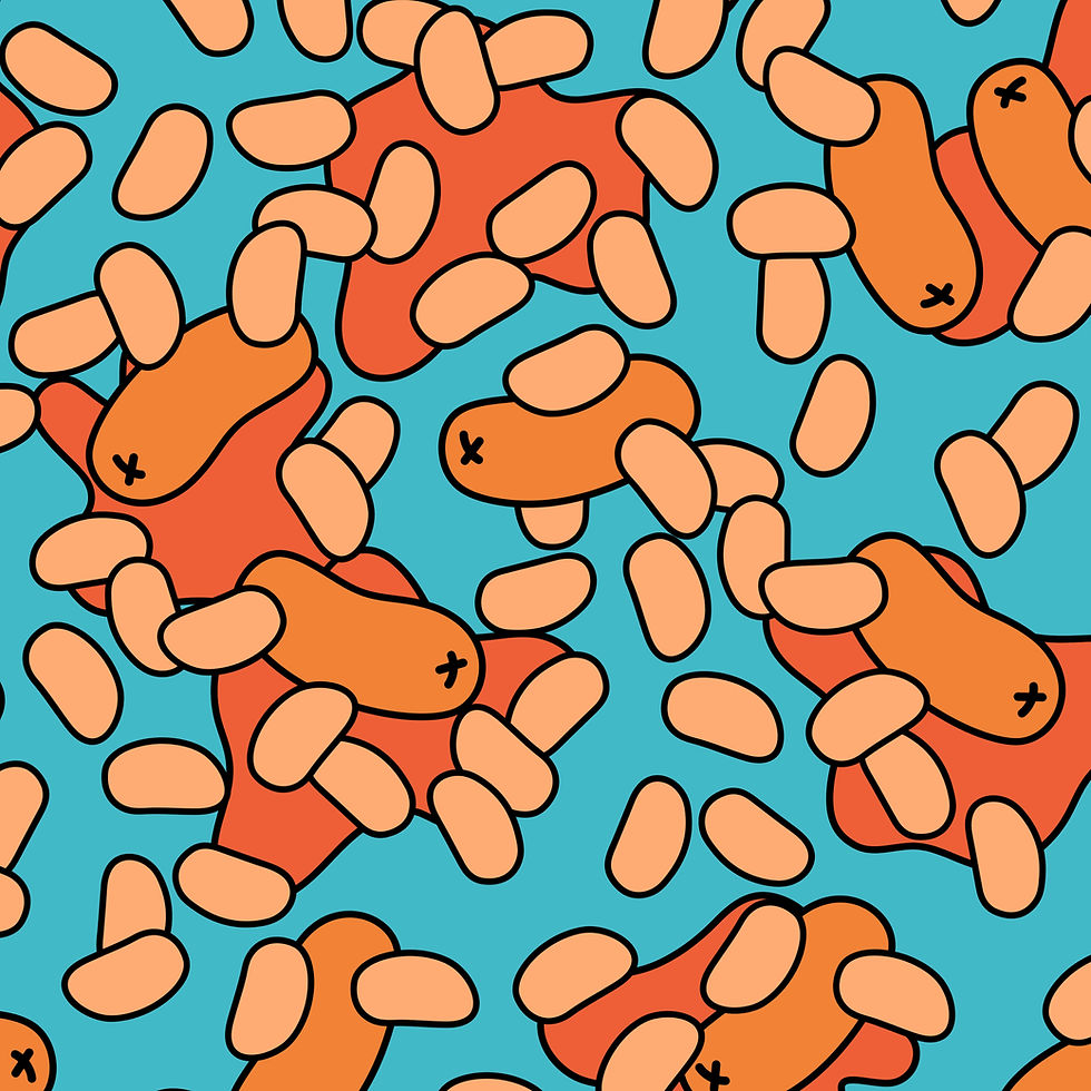 Thumbnail: Baked bean and sausage fabric - Simpson + C handmade children's clothing