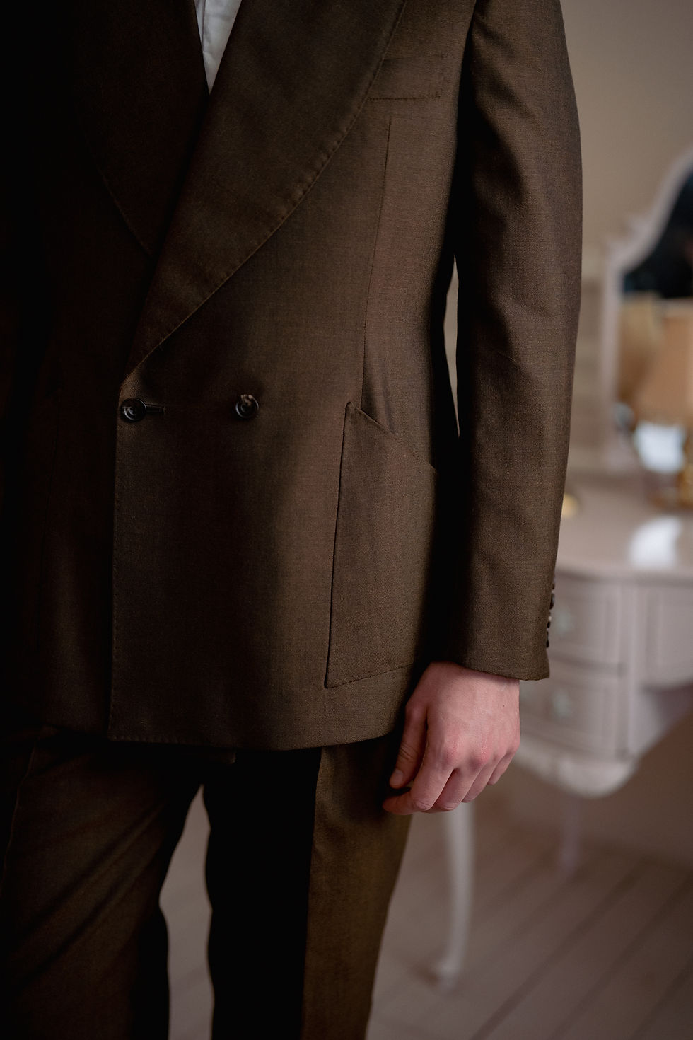 Thumbnail: Mocha Brown Twill Double Breasted Suit