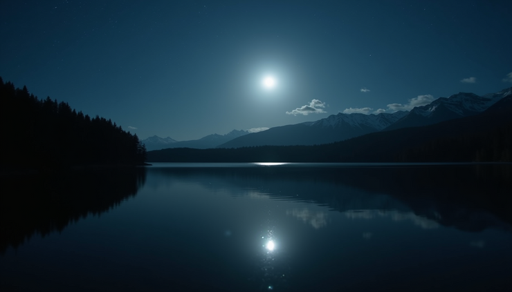 Close-up view of a calm lake reflecting soft moonlight, symbolizing emotional depth of water signs
