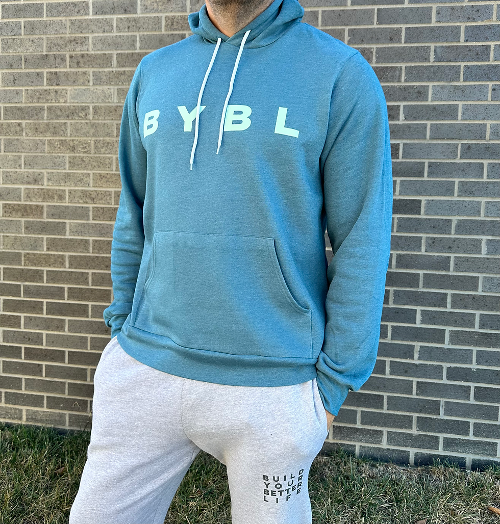 Thumbnail: BYBL UNISEX FLEECE PULLOVER HOODED SWEATSHIRT HEATHER REAL TEAL