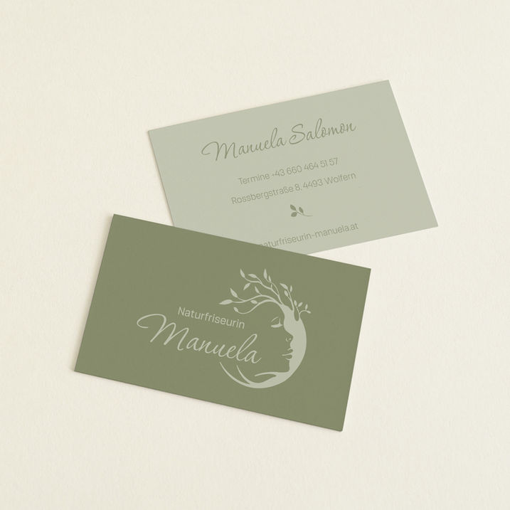 Logo und Visitenkarten Naturfriseurin Manuela