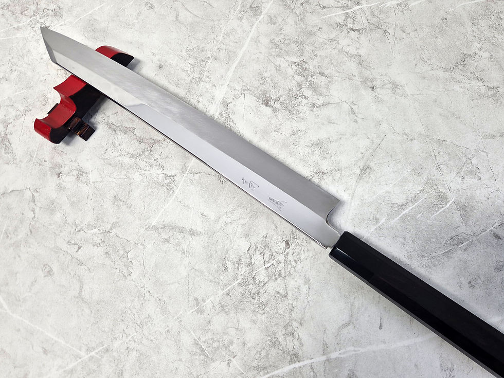 Thumbnail: Koho White #3 Steel Abura Honyaki Kiritsuke Yanagiba 330mm Wave Hamon