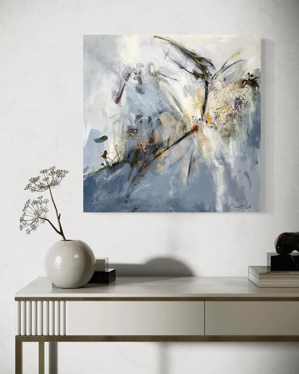 Miniature : Tableau abstrait Braise claire dans un décor contemporain classique