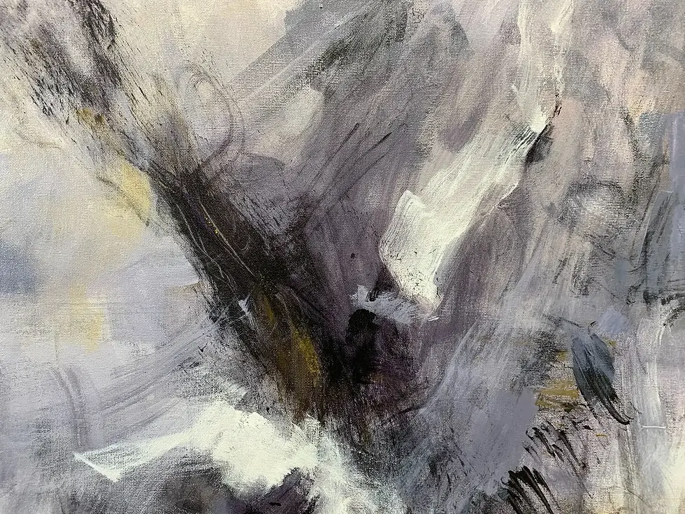 Thumbnail: Gros plan matière et geste calligraphique abstraction contemporaine