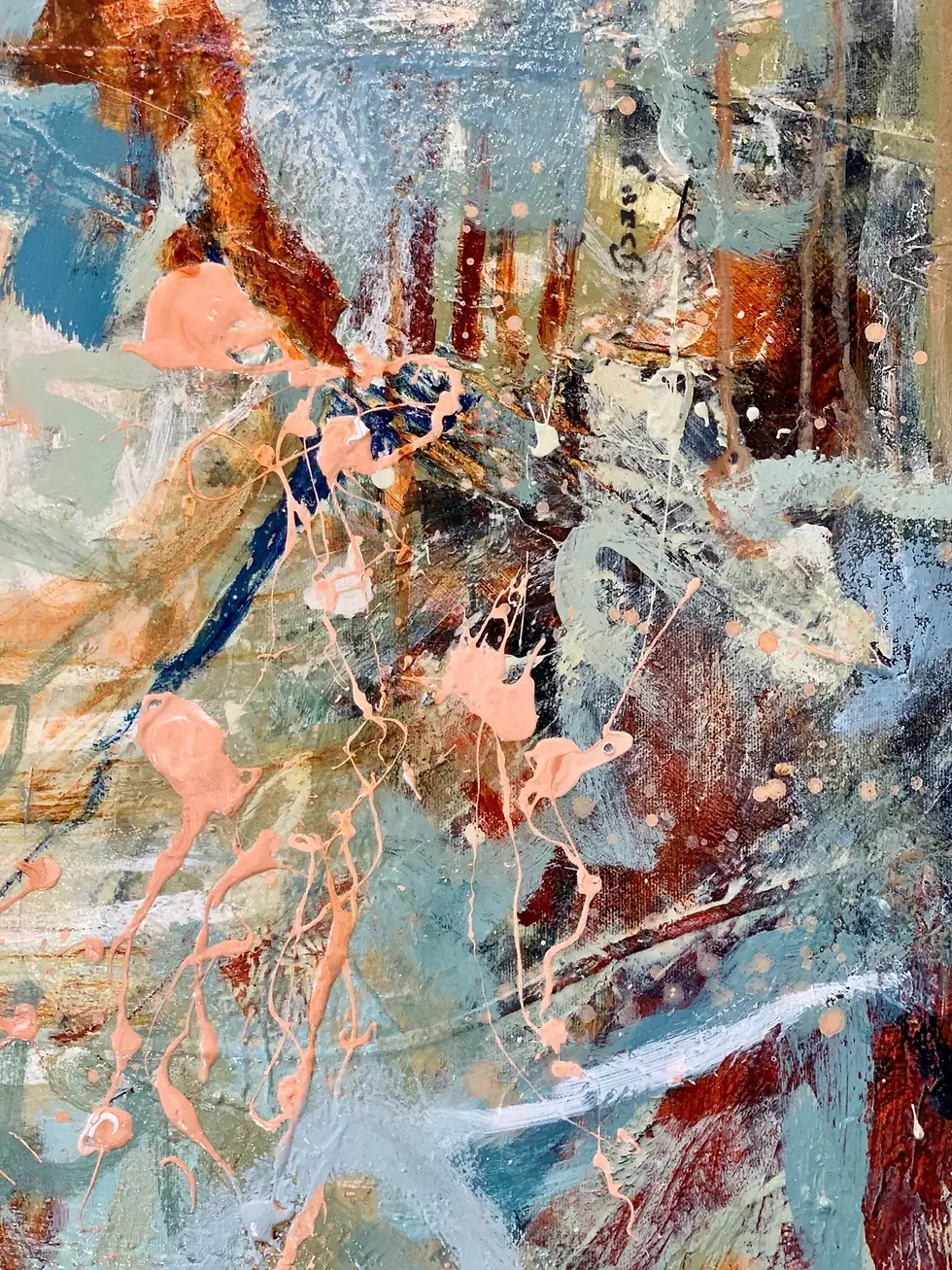 Thumbnail: Force en présence couleurs tableau abstrait grand format de l'artiste peintre Mariclair Plante Canada