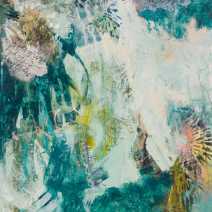 green abstract painting-emotional painting-brush stroke-original painting
