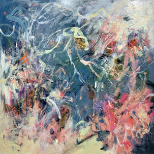 large art- square painting-intuitive abstract-floral abstract painting