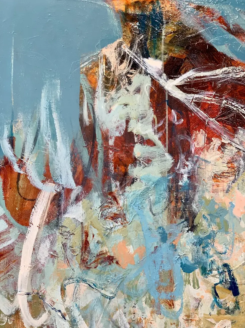 Thumbnail: Force en présence détail zoom tableau abstrait grand format de l'artiste peintre Mariclair Plante Canada