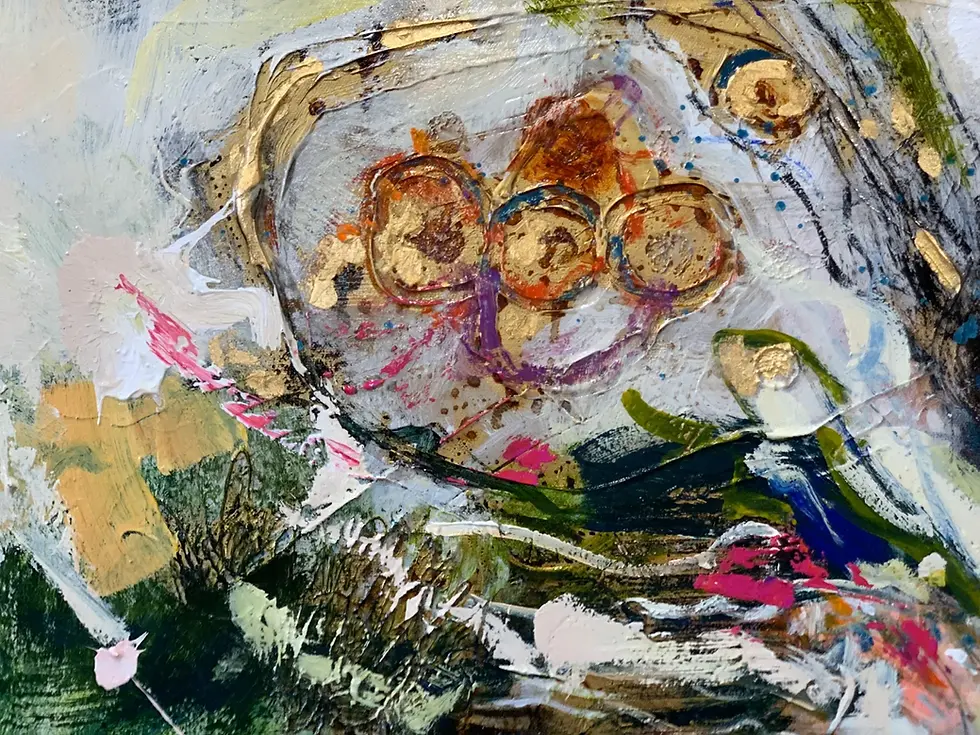 Thumbnail: Détail - L'éclat au-delà de l'or - Tableau art abstrait grand format de l'artiste peintre Mariclair