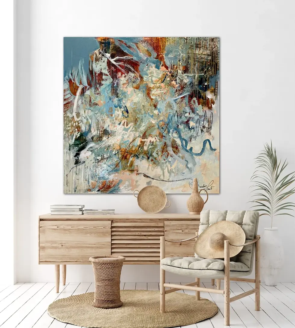 Thumbnail: Force en présence in situ bureau tableau abstrait grand format de l'artiste peintre Mariclair Plante Canada